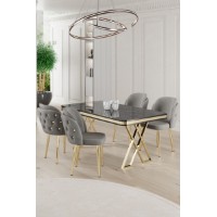 Set mobilă pentru bucătărie Hanah Home Rigel Black Marble Gold Grey