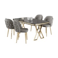 Set mobilă pentru bucătărie Hanah Home Rigel Black Marble Gold Grey imaginea #2 — magazin online Desire.md