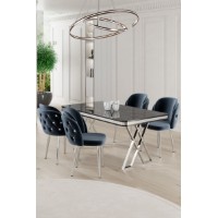 Set mobilă pentru bucătărie Hanah Home Rigel Black Marble Chrome Anthracite