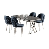 Set mobilă pentru bucătărie Hanah Home Rigel Black Marble Chrome Anthracite imaginea #2 — magazin online Desire.md