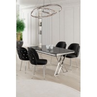 Set mobilă pentru bucătărie Hanah Home Rigel Black Marble Chrome Black