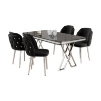 Set mobilă pentru bucătărie Hanah Home Rigel Black Marble Chrome Black imaginea #2 — magazin online Desire.md