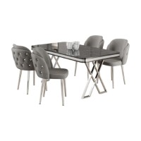 Set mobilă pentru bucătărie Hanah Home Rigel Black Marble Chrome Grey imaginea #2 — magazin online Desire.md
