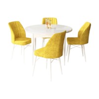 Set mobilă pentru bucătărie Hanah Home Rox White Mustard imaginea #2 — magazin online Desire.md