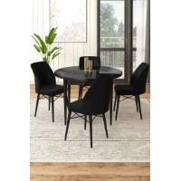 Set mobilă pentru bucătărie Hanah Home Rox Black Marble Black