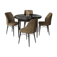 Set mobilă pentru bucătărie Hanah Home Rox Black Marble Brown imaginea #2 — magazin online Desire.md