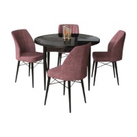 Set mobilă pentru bucătărie Hanah Home Rox Black Marble Dusty Rose imaginea #2 — magazin online Desire.md
