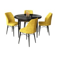 Set mobilă pentru bucătărie Hanah Home Rox Black Marble Mustard imaginea #2 — magazin online Desire.md