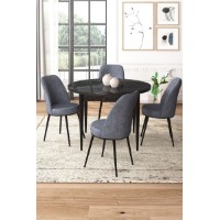 Set mobilă pentru bucătărie Hanah Home Tor Black Marble Fume