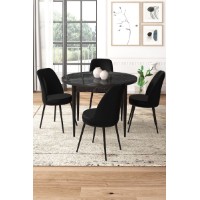 Set mobilă pentru bucătărie Hanah Home Tor Black Marble Black