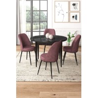 Set mobilă pentru bucătărie Hanah Home Tor Black Marble Dusty Rose