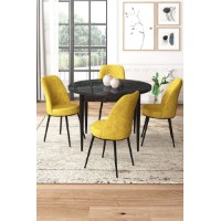 Set mobilă pentru bucătărie Hanah Home Tor Black Marble Mustard