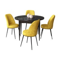 Set mobilă pentru bucătărie Hanah Home Tor Black Marble Mustard imaginea #2 — magazin online Desire.md