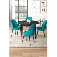Set mobilă pentru bucătărie Hanah Home Tor Black Marble Turquoise