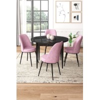 Set mobilă pentru bucătărie Hanah Home Tor Black Marble Pink