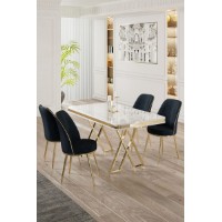 Set mobilă pentru bucătărie Hanah Home Vals White Gold Anthracite