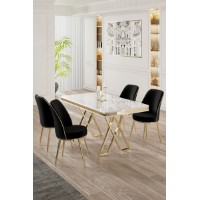 Set mobilă pentru bucătărie Hanah Home Vals White Gold Black