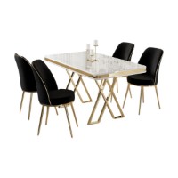 Set mobilă pentru bucătărie Hanah Home Vals White Gold Black imaginea #2 — magazin online Desire.md