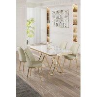 Set mobilă pentru bucătărie Hanah Home Vals White Gold Cream