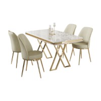 Set mobilă pentru bucătărie Hanah Home Vals White Gold Cream imaginea #2 — magazin online Desire.md