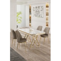 Set mobilă pentru bucătărie Hanah Home Vals White Gold Cappuccino