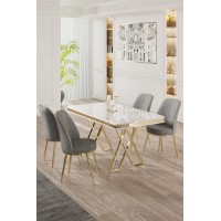 Set mobilă pentru bucătărie Hanah Home Vals White Gold Grey