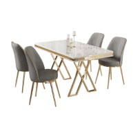 Set mobilă pentru bucătărie Hanah Home Vals White Gold Grey imaginea #2 — magazin online Desire.md