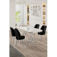 Set mobilă pentru bucătărie Hanah Home Vals White Chrome Black