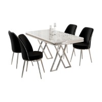 Set mobilă pentru bucătărie Hanah Home Vals White Chrome Black imaginea #2 — magazin online Desire.md