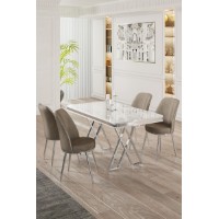 Set mobilă pentru bucătărie Hanah Home Vals White Chrome Cappuccino