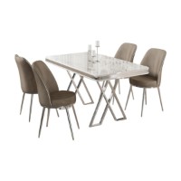 Set mobilă pentru bucătărie Hanah Home Vals White Chrome Cappuccino imaginea #2 — magazin online Desire.md