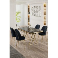Set mobilă pentru bucătărie Hanah Home Vals Black Marble Gold Anthracite