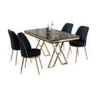 Set mobilă pentru bucătărie Hanah Home Vals Black Marble Gold Anthracite imaginea #2 — magazin online Desire.md