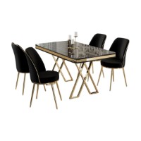 Set mobilă pentru bucătărie Hanah Home Vals Black Marble Gold Black imaginea #2 — magazin online Desire.md