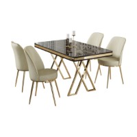 Set mobilă pentru bucătărie Hanah Home Vals Black Marble Gold Cream imaginea #2 — magazin online Desire.md