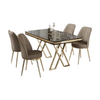 Set mobilă pentru bucătărie Hanah Home Vals Black Marble Gold Cappuccino imaginea #2 — magazin online Desire.md