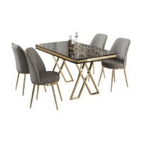 Set mobilă pentru bucătărie Hanah Home Vals Black Marble Gold Grey imaginea #2 — magazin online Desire.md