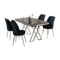 Set mobilă pentru bucătărie Hanah Home Vals Black Marble Chrome Anthracite imaginea #2 — magazin online Desire.md