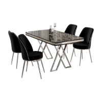 Set mobilă pentru bucătărie Hanah Home Vals Black Marble Chrome Black imaginea #2 — magazin online Desire.md