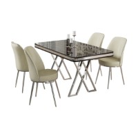 Set mobilă pentru bucătărie Hanah Home Vals Black Marble Chrome Cream imaginea #2 — magazin online Desire.md