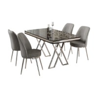 Set mobilă pentru bucătărie Hanah Home Vals Black Marble Chrome Grey imaginea #2 — magazin online Desire.md