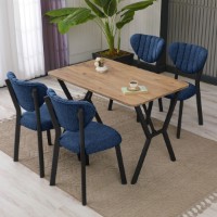 Set mobilă pentru bucătărie Hanah Home Elma Navy Blue Walnut