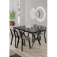 Set mobilă pentru bucătărie Hanah Home Akort Black Marble Grey imaginea #1 — magazin online Desire.md