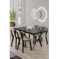 Set mobilă pentru bucătărie Hanah Home Akort Black Marble Cream imaginea #1 — magazin online Desire.md