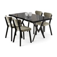 Set mobilă pentru bucătărie Hanah Home Akort Black Marble Cream imaginea #2 — magazin online Desire.md