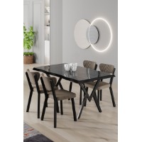 Set mobilă pentru bucătărie Hanah Home Akort Black Marble Cappuccino imaginea #1 — magazin online Desire.md