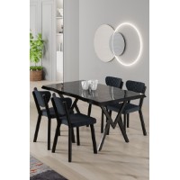 Set mobilă pentru bucătărie Hanah Home Akort Black Marble Anthracite