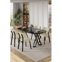 Set mobilă pentru bucătărie Hanah Home Axton Black Marble Cream