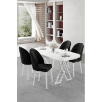 Set mobilă pentru bucătărie Hanah Home Kaye White Black
