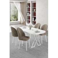 Set mobilă pentru bucătărie Hanah Home Kaye White Cappuccino